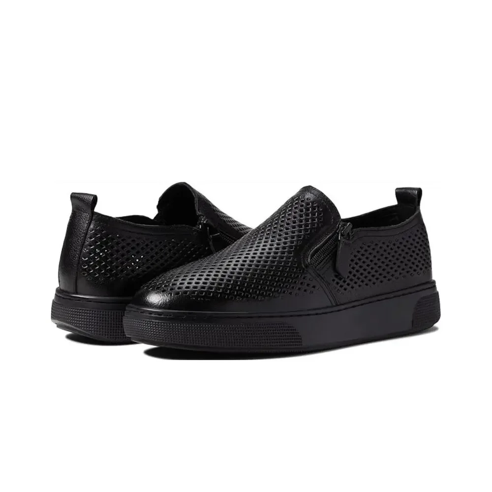 Propet Womens Kate Casual Sneaker Size 7.5 Black Perforated Leather Slip-On NWOB